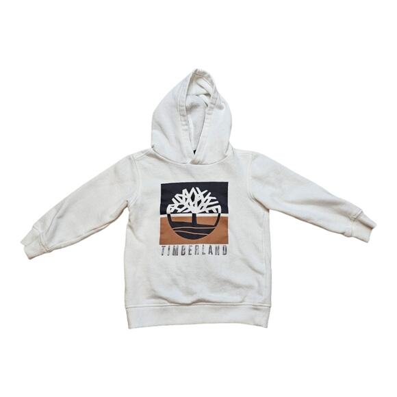 Timberland Hooded Sweatshirt White with Logo 4T FLAW - Picture 1 of 8